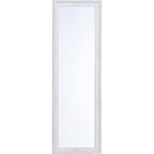 Hvidt spejl facet let barok med lidt sølv i rammen 55x170cm - Se flere Hvide spejle